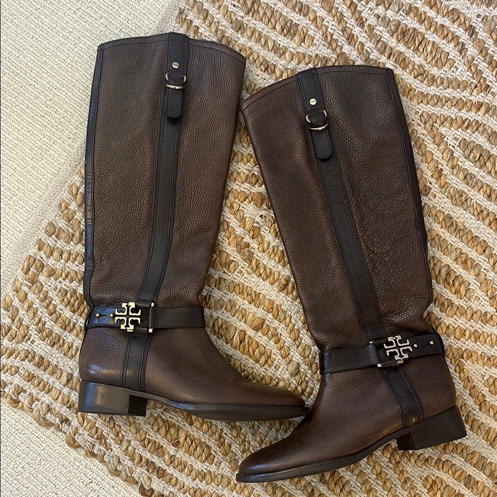 Tory Burch Dark Brown Leather Tall Boots